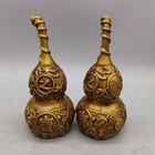 9 6  Chinese Antique Collection Fine Carving Brass A Pair Gourd Statue