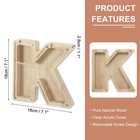 Wooden Letter Piggy Bank  Letter K  1 Pcs