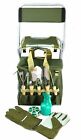 10-piece Gardening Tool Set With Zippered Detachable Tote And Folding Stool Seat