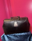 1940-50 Antique Doctor Bag M d Genuine Black Leather Medical Bag Oddities Prop