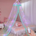  Bed Canopy For Girls With Remote Timer Breathable Net Canopy For Bed Green