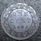 Old Canadian Coin 1891 Ldll - One Cent Large Cent - Bronze-victoria-nice Details