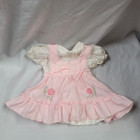 Vintage Baby Toddler Girl Dress Pinafore Pink Lace Floral Rosebud Embroidery 2t