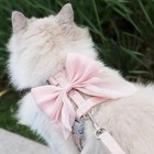 Cute Bowknot Cat Harness And Leash Adjustable Pet Harness With Traction Rope For