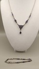 Vintage Style Sterling Silver 925 Purple Glass Crystal Necklace   Bracelet Set