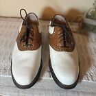 Dunlop Golf Saddle Oxford Brown White Leather Round Toe Lace Up Shoes Size 8