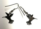 Vintage Sterling Silver Turquoise Inlaid Southwestern Humming Bird Earrings