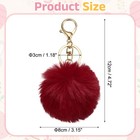 Pom Pom Keychain Faux Rabbit Fur Fluffy Pompoms Keyring Wine Red light Gold