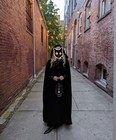 Vintage Black Velvet Hooded Cape Goth Witch Vampire  Opera Cloak  Wicked Costume