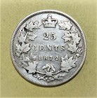 S3 - Canada 25 Cents 1872-h Fine   Fine   Silver Coin - Queen Victoria