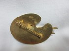 Damascene Artist Palette Spain Signed Brooch Pin Estate Jewelry Vintage
