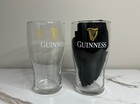 Set Of Two  2  Guinness Beer 16 Oz Clear Pint Glass W  Gold Harp Logo  both Side