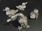 Vintage Sterling Silver 925 Miniature Collection Of 4 Ducks