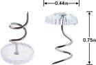50 Upholstery Pins Bed Skirt Fabric Screws Twist Holders Headliner Tacks Clear 