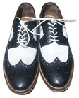 Johnston Murphy Mens Wing tip Oxford Derby Shoes White black Leather- 11 m 