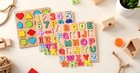 Wooden Alphabet   Numbers Shapes Puzzle Set Educational Board For Toddlers Kids