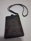 Coach Signature Brown Black Leather Lanyard Id Badge Holder Case 