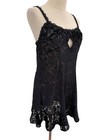 Vtg 90s Intimates By Flora Black Burnout Velvet Babydoll Nightie Lace Keyhole M