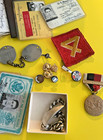 Vintage Marine Military Sterling Silver Id Bracelet  Dog Tags Id   s Paper Pin Lot