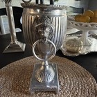 Vintage Silver Pewter Lion Head Urn With Handles  10    Flower Vase