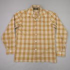 Vintage Sears Shirt Small Brown Plaid Camp Long Sleeve Perma-prest Japan 70s