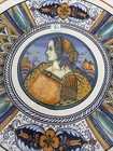 Deruta Italian Pottery Handpainted Lady Woman Large 14    Platter Shallow Bowl