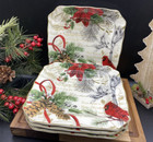 222 Fifth Christmas Salad Plates 8 5  Sq Holiday Wishes Cardinal  set Of 4  New