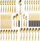 49 Piece Gold Silverware Set Service For 8 Stainless Steel Flatware Cutlery Dish
