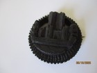 Vintage Antique Victorian Carved Black Bog Oak Cathedral castle Mourning Brooch