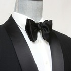 Camellucci Men s Self-tied Bow Tie Big Butterfly Black Charmeuse Silk S013
