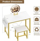 Makeup Vanity Desk With Mirror And Lights White Gold Dressing Table With Stool