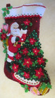 Christmas Stocking Felt Hand Stitched Bucilla Santa Poinsettia Tree Finished