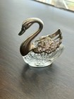 Swan Salt Cellar Silver Plate Movable Wings Vintage Tableware