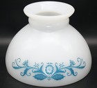 White Milk Glass Pyrex Style W Blue Floral Stencil Hurricane Lamp Shade