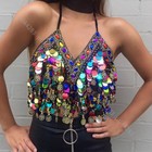 2020 Sequin Crop Top Bra Belly Dance Top Belly Dancer Nightclub Top Dance Bra