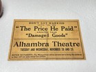 Rare 1914 Movie Lobby Card Film The Price He Paid Alhambra Theater Ephemera