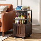 Rolling End Table With Storage Cabinet  Side Table For Small Space