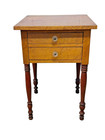 Antique Sheraton Birdseye Maple   Cherry Red Wash 2 Drawer Table Stand 1820 Old