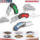 Workpro 3pc Folding Utility Knife Set Quick Change back-lock W 10pc Extra Blades