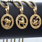 14k 12 Constellation Horoscope Zodiac Sign Gold Plated Unisex Pendant Necklace