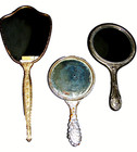 Vanity Hand Mirror Victorian Lot Of 3 Antique Vintage Gold   Silver Plated Metal