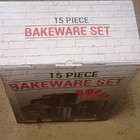 Premium Quality 15-piece Non-stick Metal Bakeware Set Black red W Pans