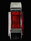 Clear Red Plastic 1950s Salt Pepper Shaker One Piece Set Vintage Mid Century Mcm