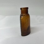 Antique Glass Amber Poison Bottle 3-sided Ribbed Blown Molded