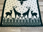 Serape Fringe Poncho Mexican Reversible Deer Thick Green White 75    X 43   