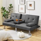 Convertible Futon Sofa Bed Loveseat W  Cup Holder Gray 3 Angles Sofa Recliner