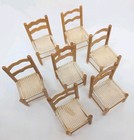 Vintage Lot Of 7 Miniature 1 12 Scale Dollhouse Wooden Ladderback Chairs