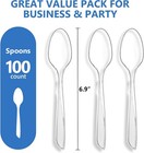 100 Count Heavy Duty Clear Plastic Spoons bpa-free heat Resistant Disposable