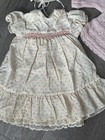 Vintage Smocked Baby Girl Dress 3-6 Mo Cottagecore Floral Bonnet Shoes Sweater
