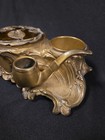 Antique Art Nouveau Solid Brass Desk Set With Inkwell And Decorative Pipe